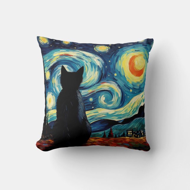 Starry Night Cat Kissen (Vorderseite)