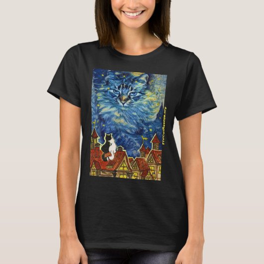Starry Night Cat mit Website für Frauen T - Shirt (Vorderseite)