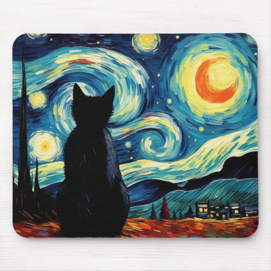 Starry Night Cat Mousepad (Vorne)