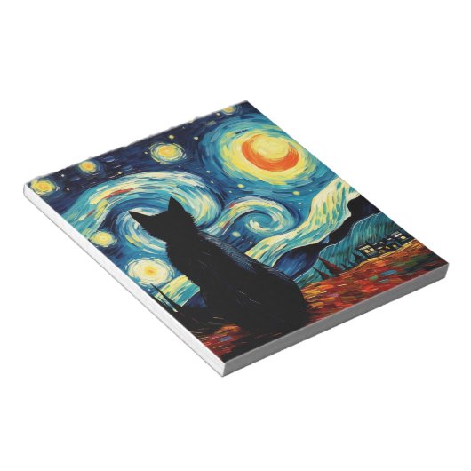 Starry Night Cat Notizblock (angewinkelt)