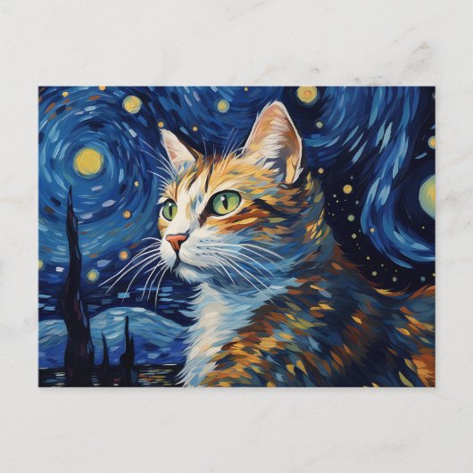 Starry Night Cat Postkarte (Vorderseite)