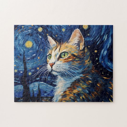 Starry Night Cat Puzzle (Horizontal)