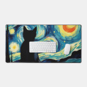 Starry Night Cat Schreibtischunterlage (Tastatur & Maus)