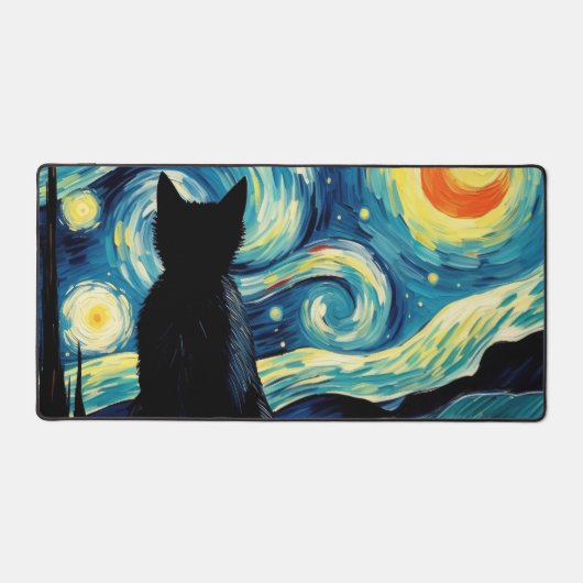 Starry Night Cat Schreibtischunterlage (Vorderseite)