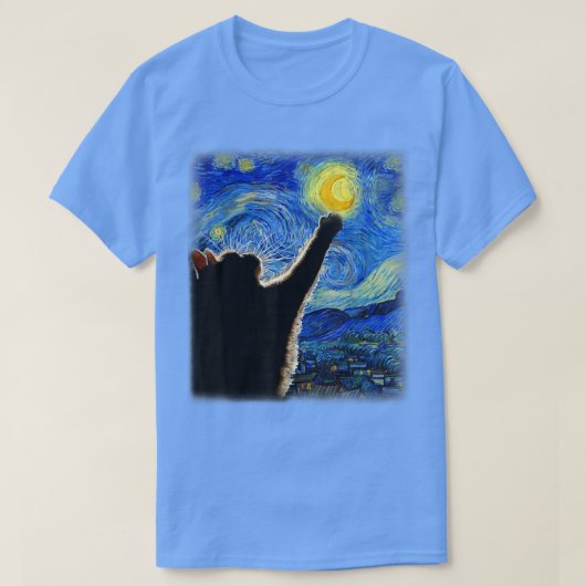 Starry Night Cat, Van Gogh Cat, Cat Lover, Cat Mam T-Shirt (Design vorne)