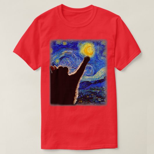 Starry Night Cat Van Gogh Cat Cat Lover Cat Mama C T-Shirt (Design vorne)
