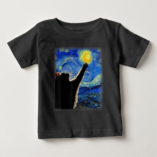 Starry Night Cat, Van Gogh Cat Lover Cat Vater Mam Baby T-shirt (Vorderseite)