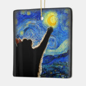 Starry Night Cat, Van Gogh Cat Lover Cat Vater Mam Keramikornament (Links)