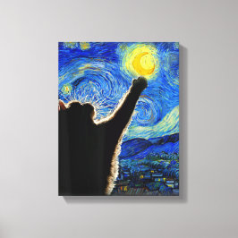 Starry Night Cat, Van Gogh Cat Lover Cat Vater Mam Leinwanddruck