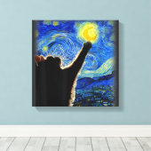 Starry Night Cat, Van Gogh Cat Lover Cat Vater Mam Leinwanddruck (Insitu (Holzboden))