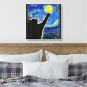 Starry Night Cat, Van Gogh Cat Lover Cat Vater Mam Leinwanddruck (Insitu (Schlafzimmer))