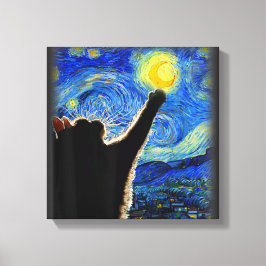 Starry Night Cat, Van Gogh Cat Lover Cat Vater Mam Leinwanddruck