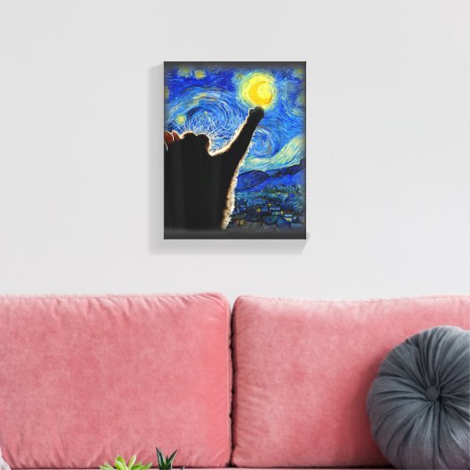 Starry Night Cat, Van Gogh Cat Lover Cat Vater Mam Leinwanddruck (Insitu (Wohnzimmer))
