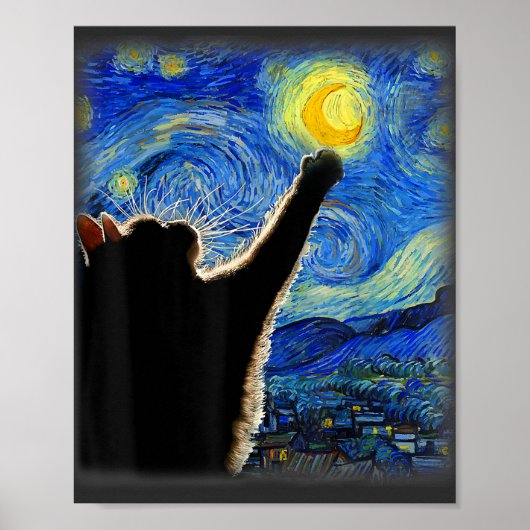 Starry Night Cat, Van Gogh Cat Lover Cat Vater Mam Poster (Vorne)