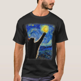 Starry Night Cat, Van Gogh Cat Lover Cat Vater Mam T-Shirt
