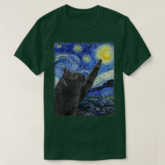 Starry Night Cat Van Gogh Cat T-Shirt (Design vorne)