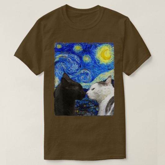 Starry Night Cat Van Gogh Cat T - Shirt (Design vorne)