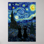 Starry Night Cat Van Gogh Inspired Starry Sky Poster (Vorne)