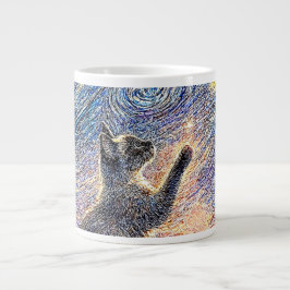 Starry Night Cat – Van Gogh Style Art  Jumbo-Tasse