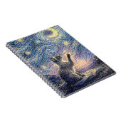 Starry Night Cat – Van Gogh Style Art  Notizblock (Rechte Seite)