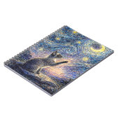 Starry Night Cat – Van Gogh Style Art  Notizblock (Linke Seite)