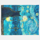 Starry Night Cat – Van Gogh Style Cat Art Fleecedecke (Vorderseite (Horizontal))