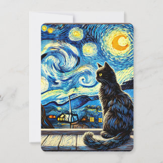 Starry Night Cat - Whimsical Invasion Einladung