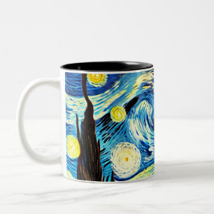 Starry Night Cat - Zwei-Tone-Tasse Zweifarbige Tasse