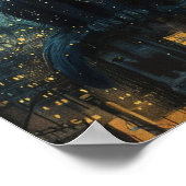 Starry Night Cats: Cosmic City Rooftop Kunst Poster (Ecke)