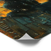 Starry Night Cats: Cosmic City Rooftop Kunst Poster (Ecke)