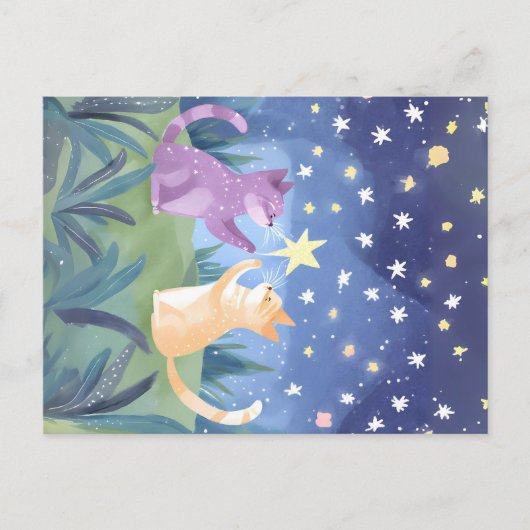 Starry Night Cats Postkarte (Vorderseite)