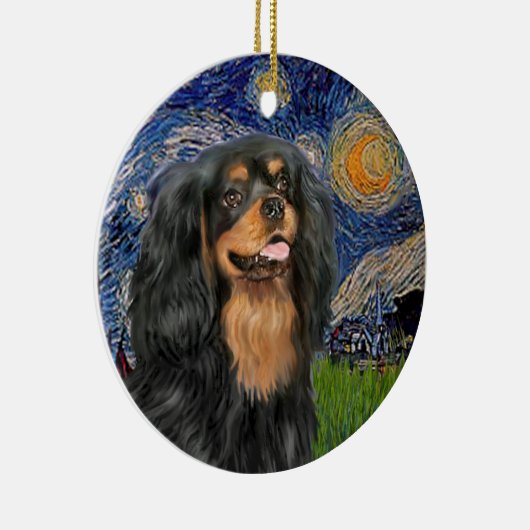 Starry Night - Cavalier (schwarz / Tan) Keramikornament (Rechts)