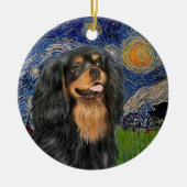 Starry Night - Cavalier (schwarz / Tan) Keramikornament (Vorne)