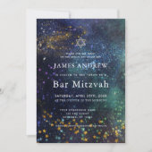 Starry Night Celestial Galaxy Bar Mitzvah Einladung (Vorderseite)