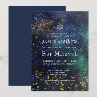 Starry Night Celestial Galaxy Bar Mitzvah Einladung