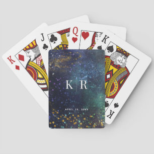 Starry Night Celestial Monogram Wedding Spielkarten