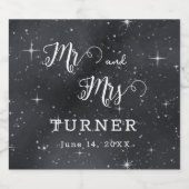 Starry Night Celestial Mr. und Mrs. Wedding Schaumweinetikett (Einzelnes Label)