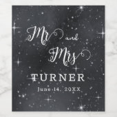 Starry Night Celestial Mr. und Mrs. Wedding Weinetikett (Einzelnes Label)