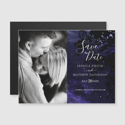 Starry Night Celestial Save the Date Foto Magnet (Vorne/Hinten)