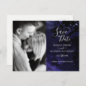 Starry Night Celestial Sky Foto Save the Date Ankündigungspostkarte (Vorne/Hinten)