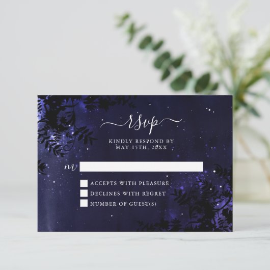 Starry Night Celestial Sky RSVP Cards (Stehend Vorderseite)