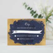 Starry Night Celestial Star Wedding RSVP (Stehend Vorderseite)