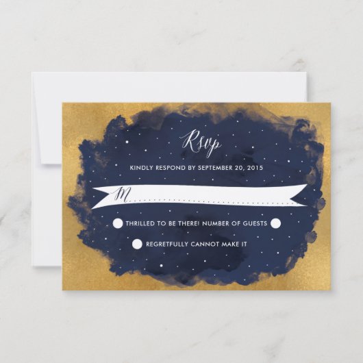 Starry Night Celestial Star Wedding RSVP Karte (Vorderseite)