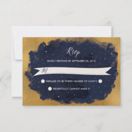 Starry Night Celestial Star Wedding RSVP Karte