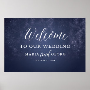 Starry Night Celestial Star Wedding Welcome Sign Poster