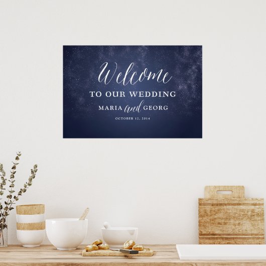 Starry Night Celestial Star Wedding Welcome Sign Poster (Küche)