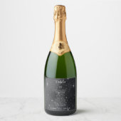 Starry Night Celestial Tischnummer Wedding Schaumweinetikett (Vorderseite)