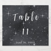 Starry Night Celestial Tischnummer Wedding Schaumweinetikett (Einzelnes Label)
