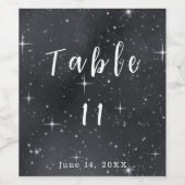 Starry Night Celestial Tischnummer Wedding Weinetikett (Einzelnes Label)