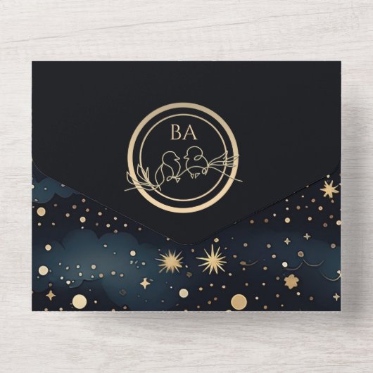 Starry Night Celestial Wedding All In One Einladung (Rückseite)